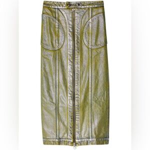 Brand new Eckhaus Latta long metallic denim skirt